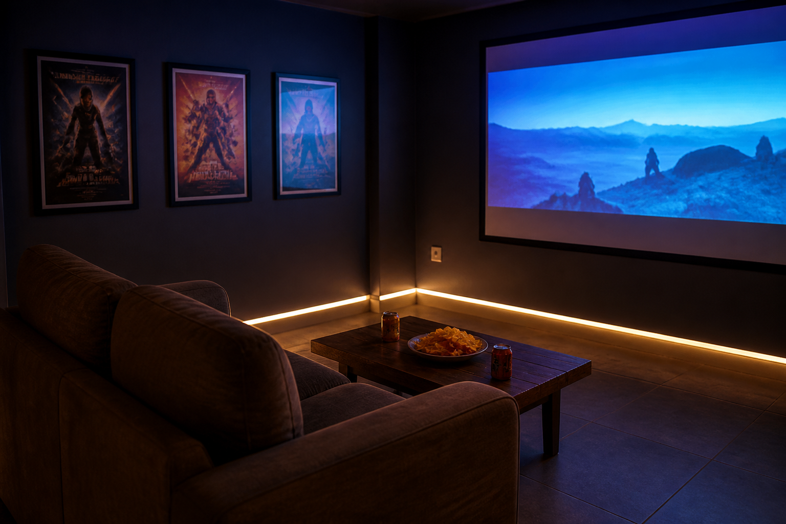 Private screening projector dinner setup for restaurant hosting on Spixy